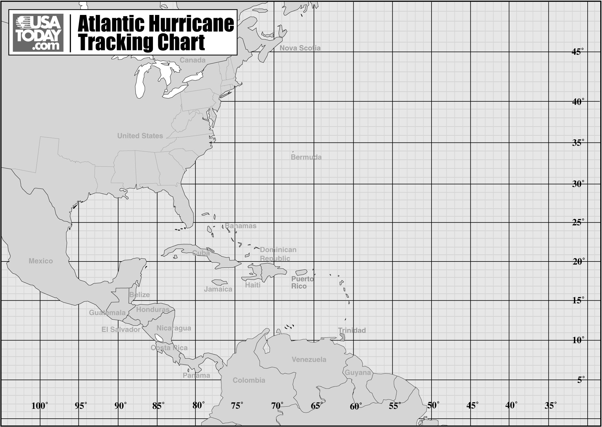 Latitude and Longitude (Hurricane Tracks) Lab Print